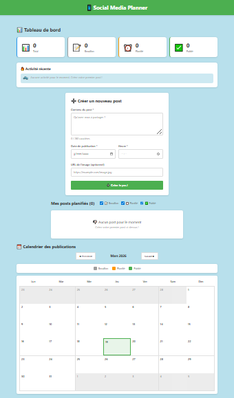 Aperçu du site Social Media Planner