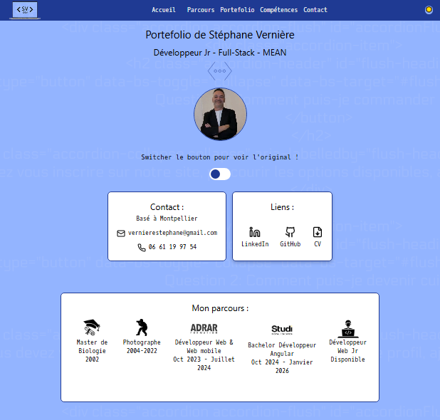 Aperçu du site de Stéphane Vernière, développeur full stack